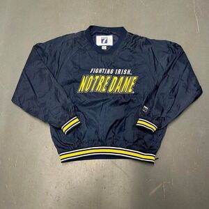 Vintage 90s Logo 7 Notre dame fighting Irish stitched pullover windbreaker